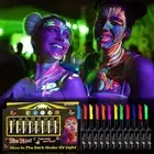 Neon Face Paint Long-Lasting Glow-in-The-Dark Face Paint Sticks UV Black