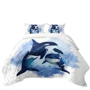 Ocean Orca Whales Art Coverlet