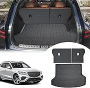ZQULOYO Cargo Liners Backrest Mat for Genesis GV70 Accessories 2022-2025 with Hook&Loop Rear Trunk Mat Rear Seat Back Cover Protector All Weather Anti-Slip Split Dog Liner 3 PCS