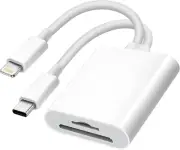 [2 in 1] Type-C Lighting to SD/TF Memory Card Reader for Iphone Ipad, Macbook M1
