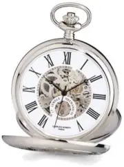 Charles Hubert White Skeleton Dial 53mm Pocket Watch