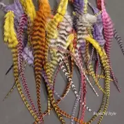 100 Grizzly Rooster Saddle Hackle Feathers For Hair, Crafts, Mixed Length, Color
