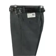 Bocaccio Uomo Boy's Gray Flat Front Dress Pants with a Black Belt Sizes 4 - 20