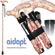 Folding & Extendable Patterned Walking Stick Pastel Floral Printemps - *QUALITY*