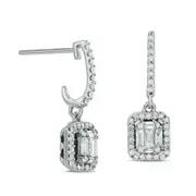 0.5 CT. T.W. Diamond Rectangular Frame Curved Drop Earrings in 14K White Gold