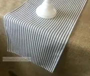 Black Ticking Stripe Table Runner Farmhouse Home Decor Rustic Decor Table Linens
