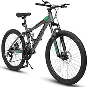 [ALAKFORM] Mountain Bike 24/26/27.5 Inch,Front/Full Dual Suspension, 21-Speed Disc/V-Brake,Carbon Steel/Aluminum Adult Sport Bicycle for Mens Womens Trail Commuter City Snow
