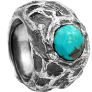 Indian style 925 sterling silver Handmade Hammer Rock texture turquoise ring D6