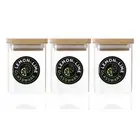 3PK Lemon & Lime Camden 200ml Glass Jar Square Storage Container w/ Bamboo Lid