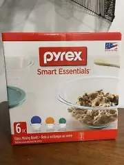 Pyrex Smart Essentials 6 Piece Glass Mixing Bowls NEW