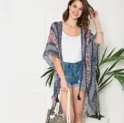 Justin&Taylor Mixed Print Kimono Womens One Size Fits Most NWT
