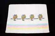 CROSS STITCH FINGERTIP TOWEL "SMILING FLOWERS"