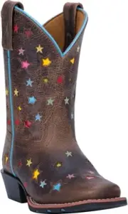 Dan Post Leather Boots Kids Girls Starlett Square Toe Dress Boots - Brown SZ 9