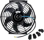 MCFPGFVKNA 7 9 10 12 13 14 Inch Universal 12V 80W Slim Reversible Black Blade Electric Cooling Radiator Auto Fan Mounting Kit Car Fan and kit(14 inch)