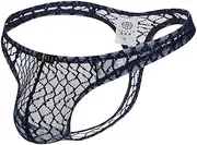 [YZMJYMHS] Plus-Size Lingerie Men Low Waist Transparent Lace Gay Men Underwear Jockstrap Gay Thong Man Thongs-Black_M