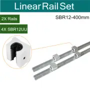 2Pcs SBR12-400mm 12mm Linear RAIL Slide Shaft Rod Guide + 4Pcs SBR12UU Block