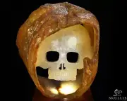 9.1" Quartz Rock Crystal Hand Carved Crystal Skull Fine Art Sculpture, Healing