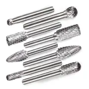 8Pcs/Box 1/4" Shank Double Carbide Rotary Burr Bit Engraving Electrical Tools