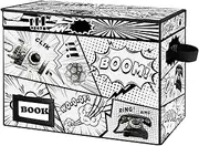 [YNSZAS] Comic Book Storage, Comic Book Box, 15.8'' X 7.8'' 11.8'', Collapsible Comic Short Holds 160-180 Comic Book, Heavy Duty Comic Book Bin Container Holder Shelf (Cartoon Rocket) 1-Pack