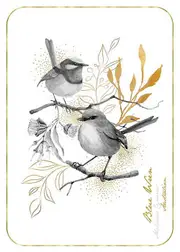 Old Tupton Ware Fauna Flora of Australia Tea Towel 50x70cm Gold Blue Wren, Landmark OT306