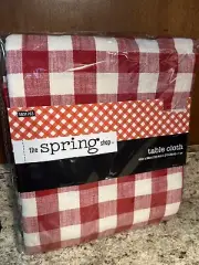 Square Red White Buffalo Plaid Tablecloth Picnic Tablecloth 60" x 84" S30