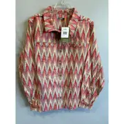Cabela's Long Sleeve Button Down Top Shirt Meandering Chevron sz XL Gorpcore NEW