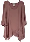 Cute Mauve/Rose Moa Moa Bottom/sleeves ruffles Blouse Top Shirt Size 1X