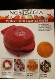 Nostalgia MyMini TURKEY Pattern 5" Waffle Maker Compact Size Non-Stick NEW