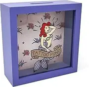 The Leonardo Collection Tattoo Fund Mermaid Design Square Wooden Money Box Wood & Glass Piggy Bank