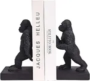 Black Gorilla Decorative Bookends Set, Weighted Base, Bookshelf Accessory, Great for Home Gift, Office, Book Holder (GORIL8)