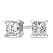 0.75 CT. T.W. Certified Princess-Cut Diamond Solitaire Stud Earrings in 18K White Gold (I/VS2)