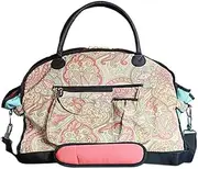 Sassy Caddy Women's Groovy Fitness Tote Bag, Coral/Light Blue/Taupe