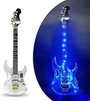 WUQIMUSC LED Light Electric Guitar Maple neck Acrylic Body Crystal Guitar Blue Sweet Sound for beginners,students,adults (kit-led-iba)