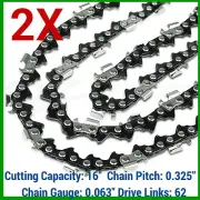 2X CHAINSAW CHAIN 325 063 62DL FOR STIHL 16" MS231 MS231CB-E MINIBOSS WOODBOSS