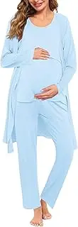 [SWOMOG] Maternity Nursing Robe Set 3 PCS Women Postpartum Pajamas Breastfeeding Labor Delivery Hospital Pregnancy Pjs