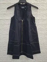 New Maeve by Anthropologie Sleeveless Full Zip Black A-Line Short Dress Sz XXS
