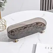 Hbluefat Vanity Tray,Jewelry Perfume Decoration Tray,Draining Bathroom Counter Tray, Bar Soap Holder Dish Countertop Storage Tray Shower Tray Sink Organizer Tray for Kitchen,Bathroom,Bedroom (Black)