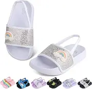[Tsukare] Toddler Boys Girls Slides Sandals with Elastic Strap Non-Slip Flip Flop Lightweight Little Kids Shower Slippers Beach Pool Shoes