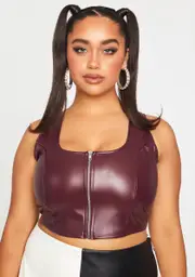Plus Whiskey Zipped Hearts Corset Top