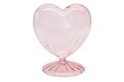 Urban Glass Heart Bud Flower Vase Pink 11cm Decorative Home Shelf Decor