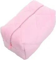 [BESTYASH] Plush Makeup Bag Checkered Cosmetic Organizer Zipper Closure Spacious Soft Storage Pouch for Skincare and Makeup for Women and Girls The Go