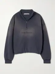 [Acne Studios] Acne Studios - Embroidered Frayed Cotton-jersey Sweatshirt - Blue - small small Blue
