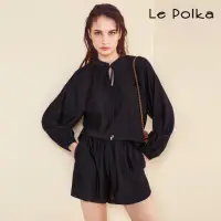 在飛比找momo購物網優惠-【Le Polka】雅痞舒適寬版短褲 2色-女(套裝 褲裝)