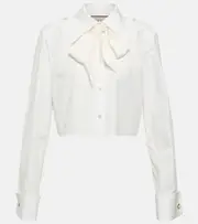 [Gucci] Gucci Tie-front cotton poplin blouse AU 6 white