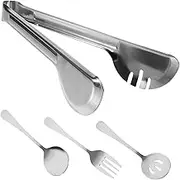 FONDOTIN Elegant Fork Spoon Tong Set 1 Set of Stainless Steel Perfect for Family Party Hotel