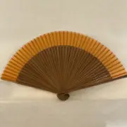 JAPANESE Style BAMBOO Silk PALM HAND FAN Orange Colour