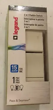Legrand Radiant 2 in 1 Paddle Switch 1 Pole 15 AMP
