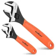 2x Adjustable Wrench Set 6" 10" Wide Jaw Spanner Cr-V Steel Workshop M