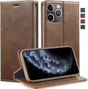 GoshukunTech Wallet Case for iPhone 11 Pro Max,for iPhone 11 Pro Max Leather Flip Case with RFID Blocking Card Holders Stand Feature Cash Pocket Magnetic Cover[Brown]