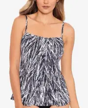 Miraclesuit Women's Grey Jubilee Layered-Look Tankini Top - 8 - Grey